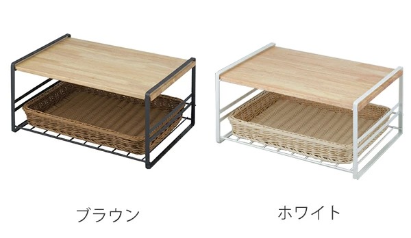 キッチンラック 木棚トースターラック （ バスケット付き スチール 日本製 燕三条 トースターラック 家電ラック トースター用ラック 収納ラック ）_4