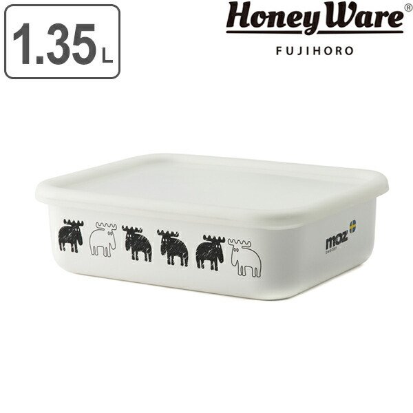 富士ホーロー 保存容器 ホーロー製 420ml Sサイズ 浅型角容器 MOZ