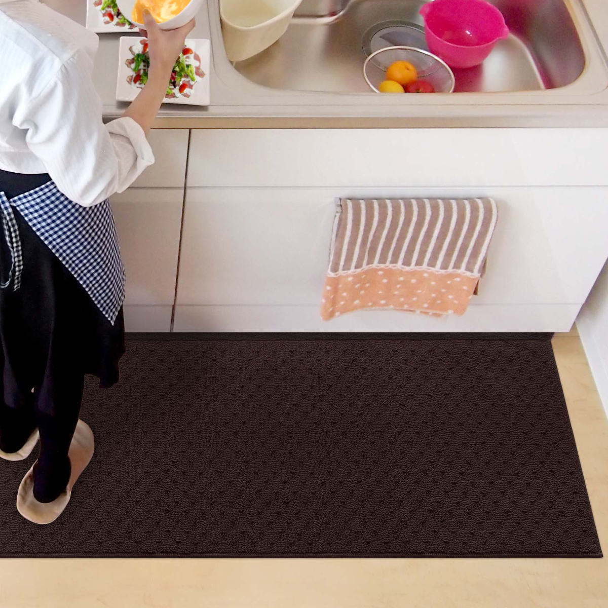 オカトー キッチンマット 252cm 48×252cm スキマブロック 汚れが隙間に