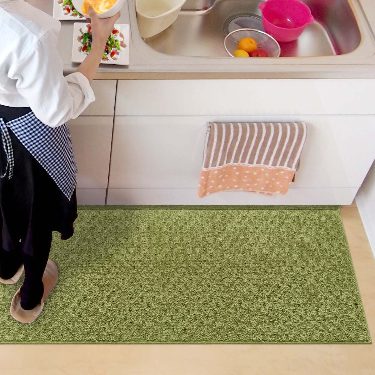 オカトー キッチンマット 252cm 48×252cm スキマブロック 汚れが隙間に