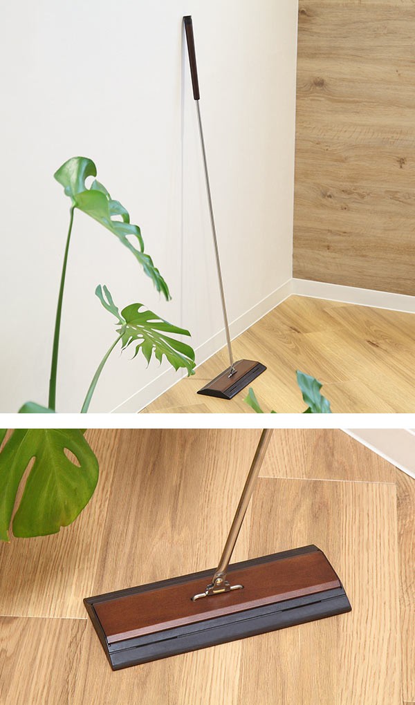 レック NATURA 天然木 ナチュラル フローリングワイパー (曲面状立体クッション) フローリングワイパー 一本柄 天然木 （ 送料無料 レック