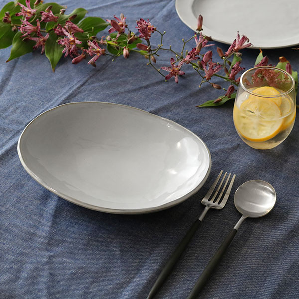 ボウル 24cm オーバル Calin 皿 洋食器 陶器 日本製 （ お皿 電子