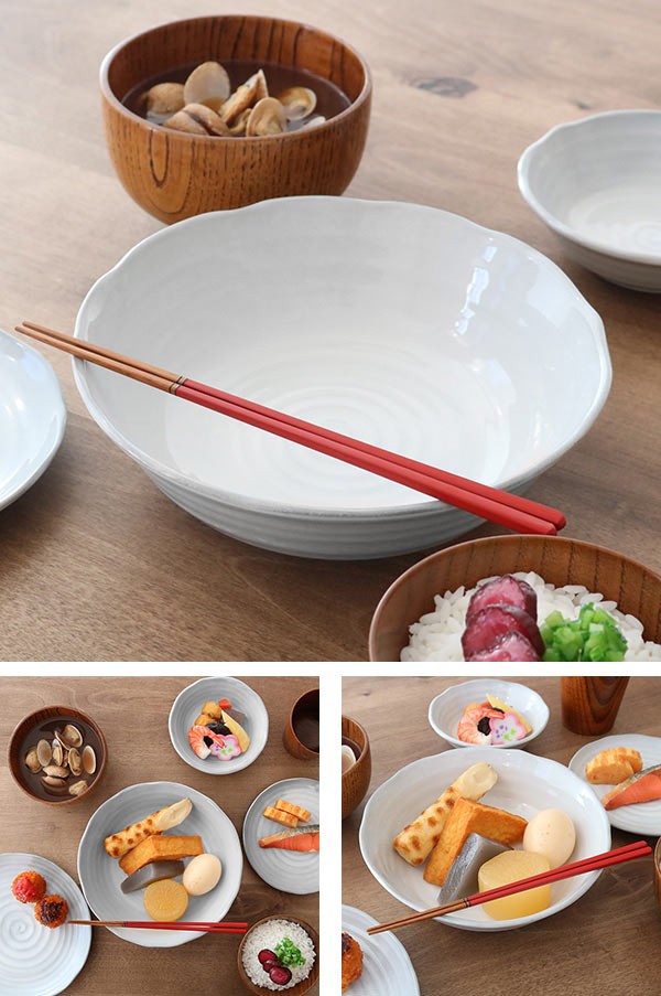 こばやしゆふ／ダルメシアン 器2点セット／皿 ボウル ボウル 21cm Collage 皿 和食器 陶器 日本製 同色5個セット （ 大鉢