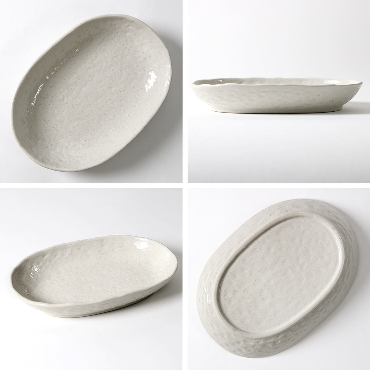 カレー皿 23cm 楕円 粉引 皿 食器 陶器 美濃焼 日本製 （ 食洗機対応