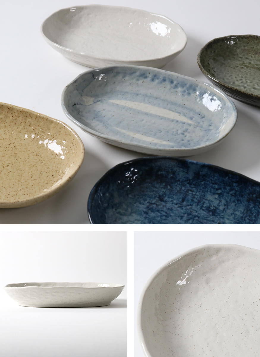 カレー皿 23cm 楕円 粉引 皿 食器 陶器 美濃焼 日本製 同色5枚セット