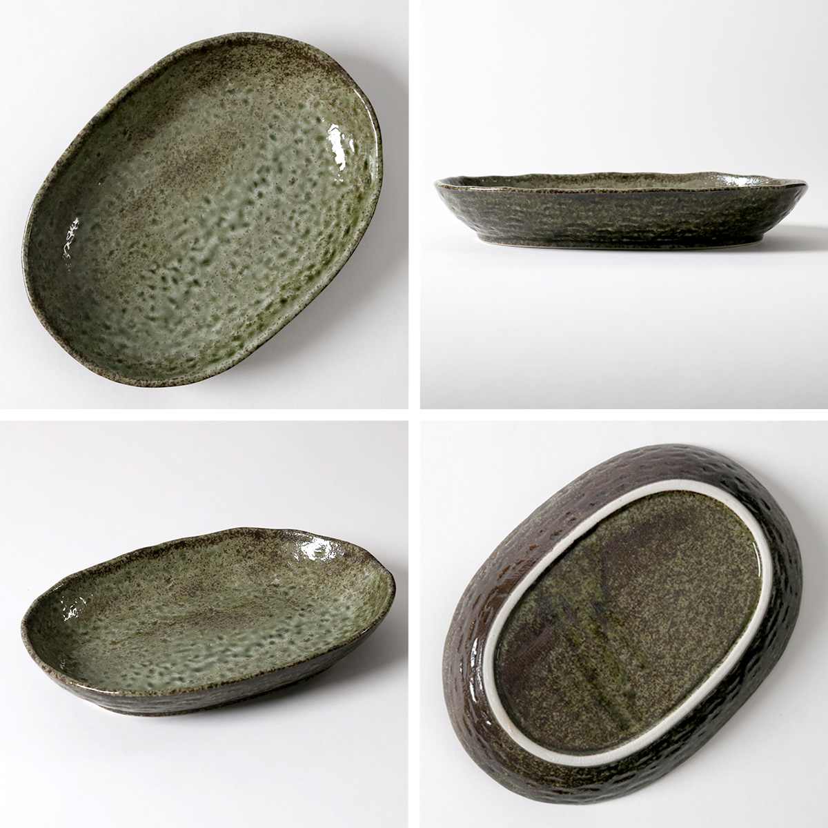 カレー皿 23cm 楕円 緑釉 皿 食器 陶器 美濃焼 日本製 （ 食洗機対応