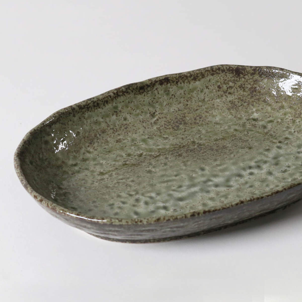 カレー皿 23cm 楕円 緑釉 皿 食器 陶器 美濃焼 日本製 （ 食洗機対応