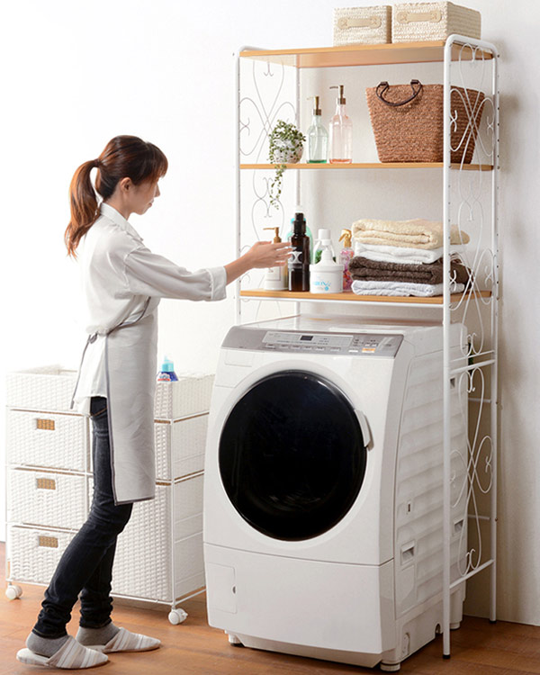HAGiHARA（萩原） 洗濯機ラック アイアンフレーム ランドリー収納 幅