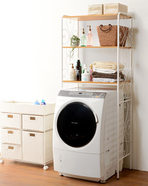 HAGiHARA（萩原） 洗濯機ラック アイアンフレーム ランドリー収納 幅