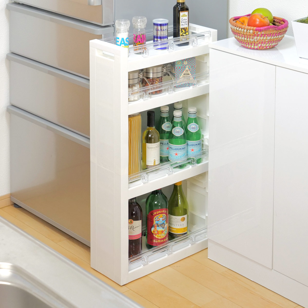 平和工業 キッチンラック MOUNO 幅17cm 4段 （ 日本製 キャスター付き