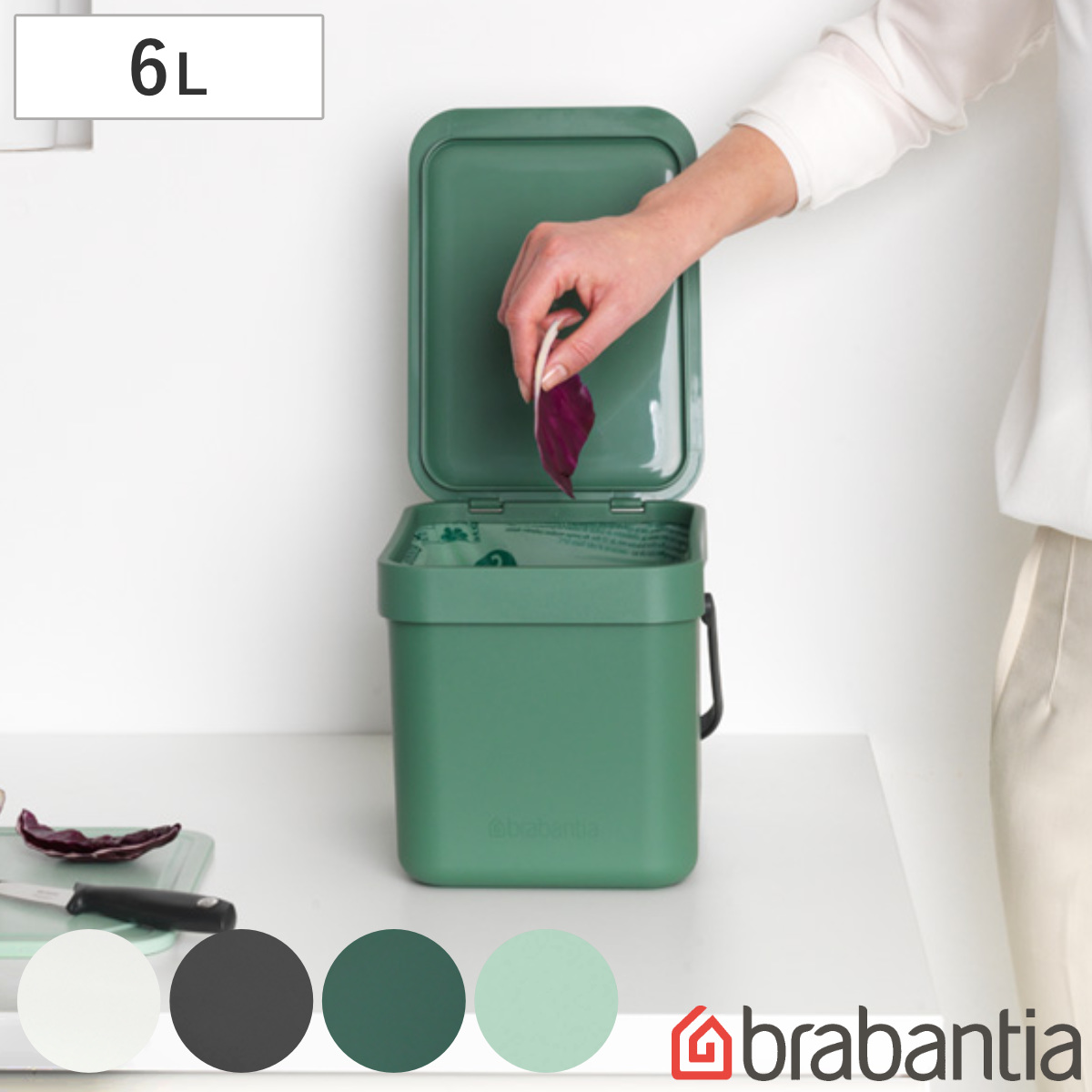 brabantia ゴミ箱 6L ソート＆ゴー ウェイストビン ふた付き （ ごみ箱 ブラバンシア ダストボックス ごみばこ 6リットル おしゃれ  壁掛け ） : 318430 : リビングート ヤフー店 - 通販 - Yahoo!ショッピング