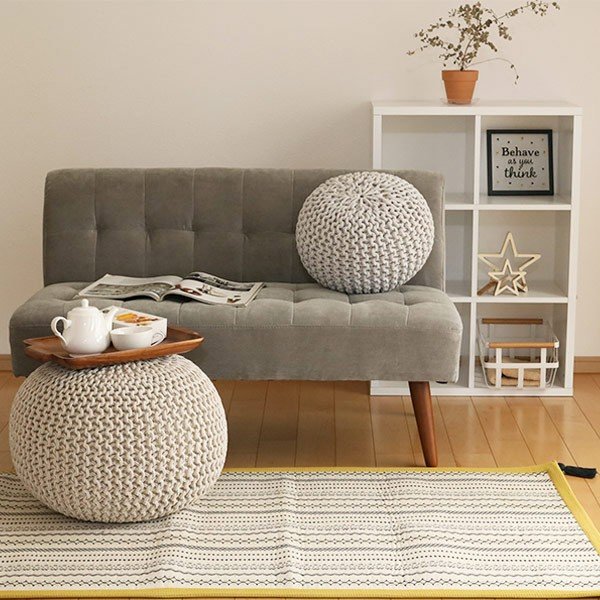 プフ ニットクッション ブレイド 約35×35×25cm 円形 丸型 オットマン