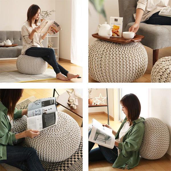 プフ ニットクッション ブレイド 約50×50×35cm （ クッション スツール