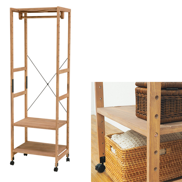 ハンガーラック 木製 キャスター付 約幅57cm （ 衣類収納 ハンガー