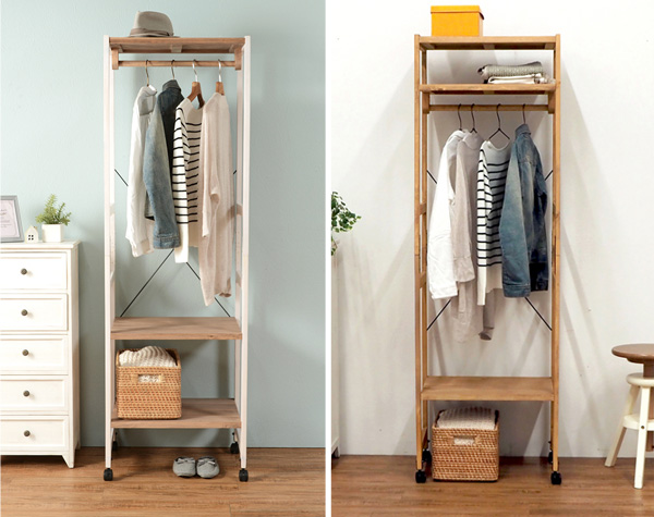 ハンガーラック 木製 キャスター付 約幅57cm （ 衣類収納 ハンガー