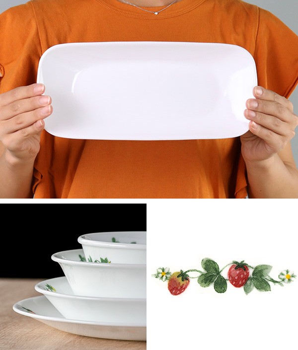 プレート 27cm 長皿 コレール CORELLE 皿 食器 スウィートストロベリー （ お皿 白 食洗機対応 電子レンジ対応 長角皿 大皿  オーブン対応 耐熱 ） : 318721 : リビングート ヤフー店 - 通販 - Yahoo!ショッピング