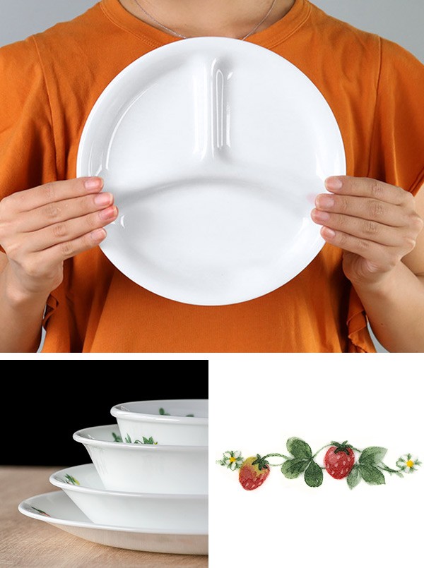 ランチプレート 22cm コレール CORELLE 皿 食器 スウィートストロベリー 同色5枚セット （ 仕切り皿 白 食洗機対応 電子レンジ対応 お皿  ランチ皿 ） : 318726set : リビングート ヤフー店 - 通販 - Yahoo!ショッピング