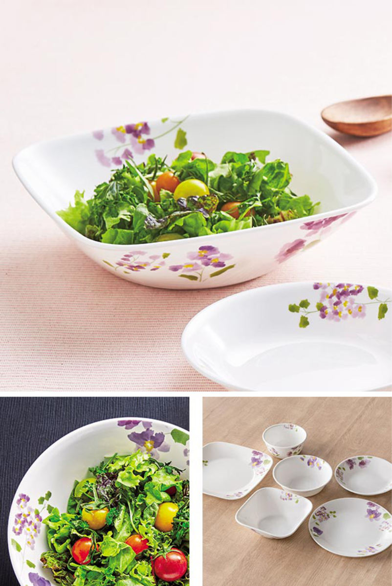 ボウル 22.5cm スクエア コレール CORELLE バイオレットミスト 5個