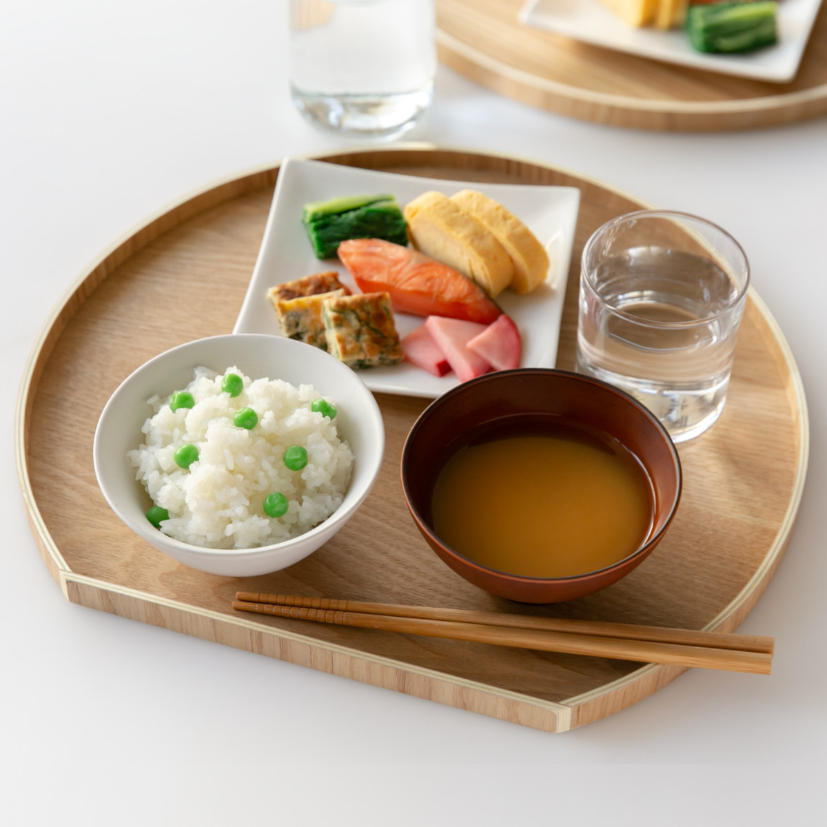 お盆 36cm トレー 半月膳 半月盆 天然木 （ 木製 ランチョンマット