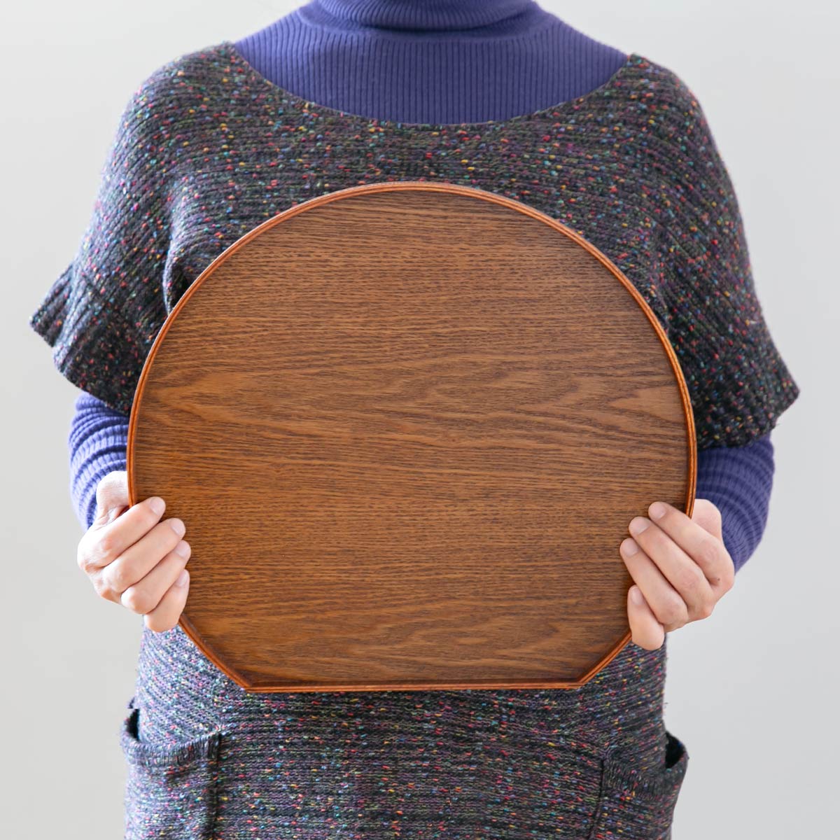 特典付き お盆 36cm トレー 半月膳 半月盆 木製 同色5枚セット