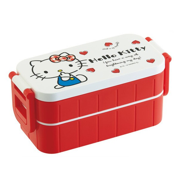 未使用】スケーター ハローキティ 塗二段弁当箱 (小判)ベルト付