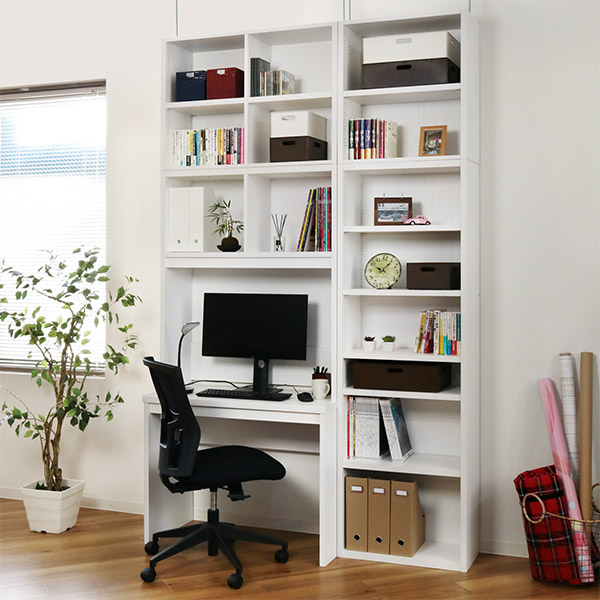 オーダーデスク 収納ラック付 オフィス家具 オープス 幅76〜90cm
