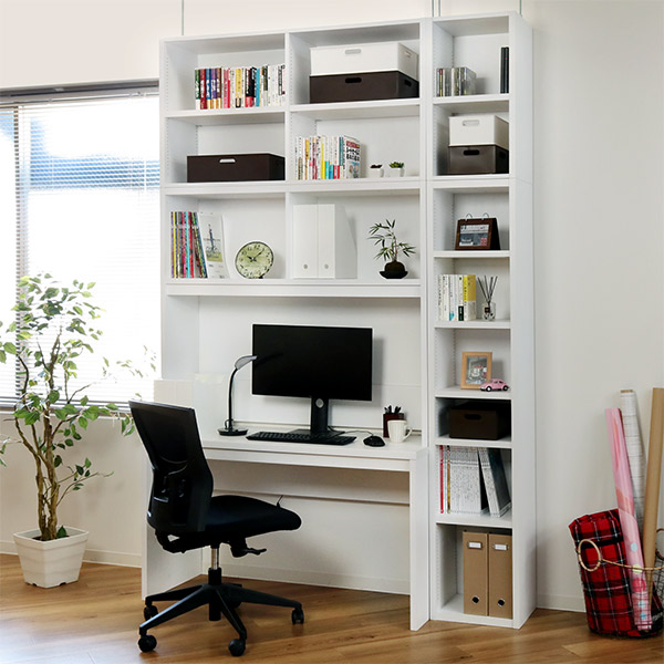 オーダーデスク 収納ラック付 オフィス家具 オープス 幅91〜120cm