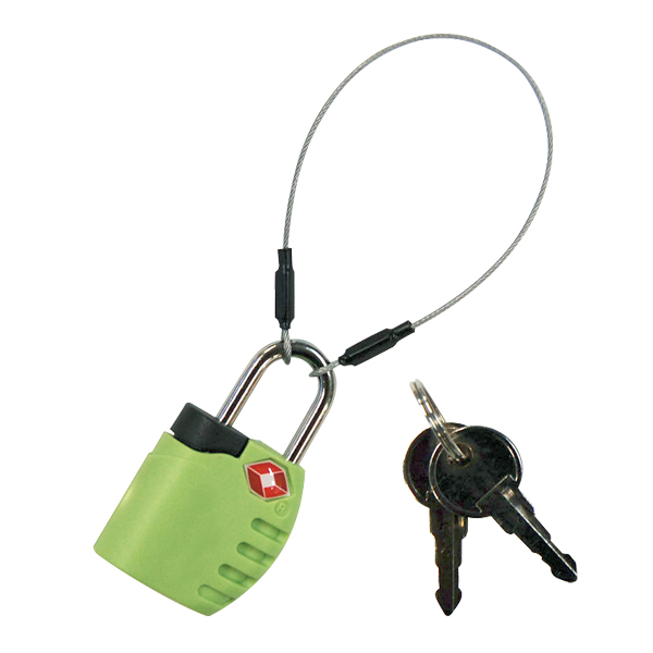 トレードワークス 南京錠 キーロック 10cmワイヤー付 TSAミニワイヤー