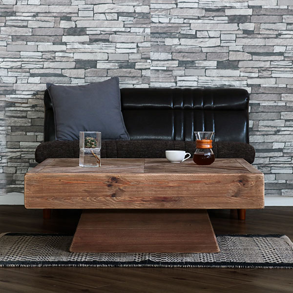 東谷 ローテーブル 幅100cm 木製 天然木 古材 正方形 ヴィンテージ調