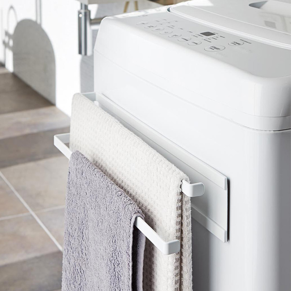 山崎実業 plate 洗濯機横マグネットタオルハンガー2段 プレート