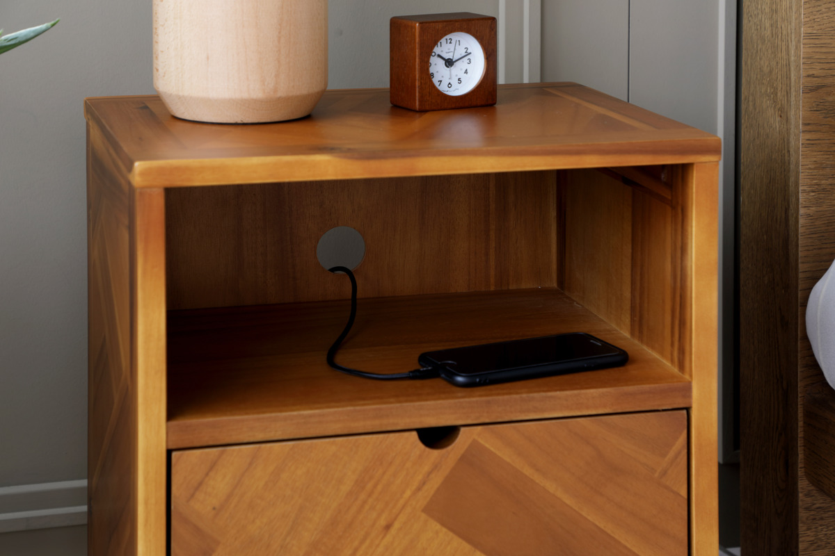 サイドチェスト 幅40cm 寄木突板 ヴィンテージ調 HENT （ ヘント チェスト 幾何学柄 ラック 引出し 収納 ） | 弘益 | 11