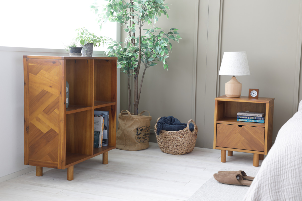 弘益 サイドチェスト 幅40cm 寄木突板 ヴィンテージ調 HENT （ ヘント