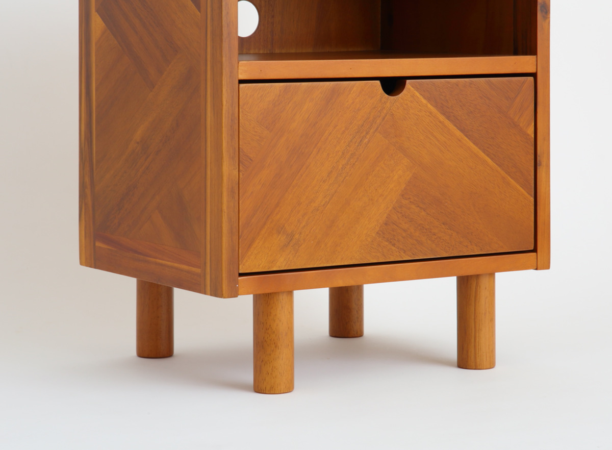サイドチェスト 幅40cm 寄木突板 ヴィンテージ調 HENT （ ヘント チェスト 幾何学柄 ラック 引出し 収納 ） | 弘益 | 06