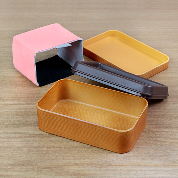 弁当箱 600ml 1段 ハラマキ 木目長角弁当 （ お弁当箱 ランチボックス