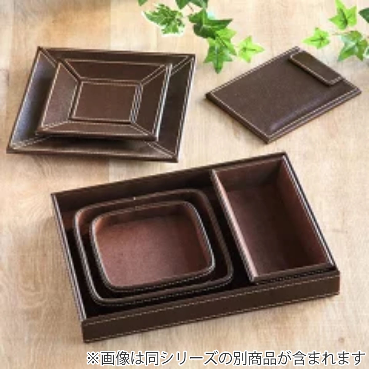ちどり産業 小物トレー 正方形 トレー レザー風 キャッシュトレー 幅18