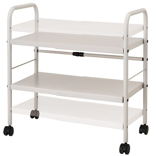 Baumite ホワイト 2段ラック キャスター付き Fits WORK ラック 2段 幅37〜54×奥行29×高さ58cm デスク下 収納 ワゴン