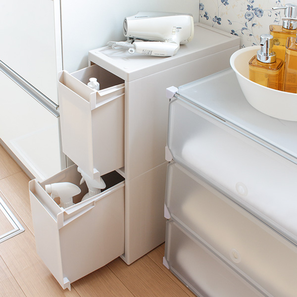 Fits WORK 収納ケース 2段 幅17×奥行45×高さ58cm 引き出し デスク下