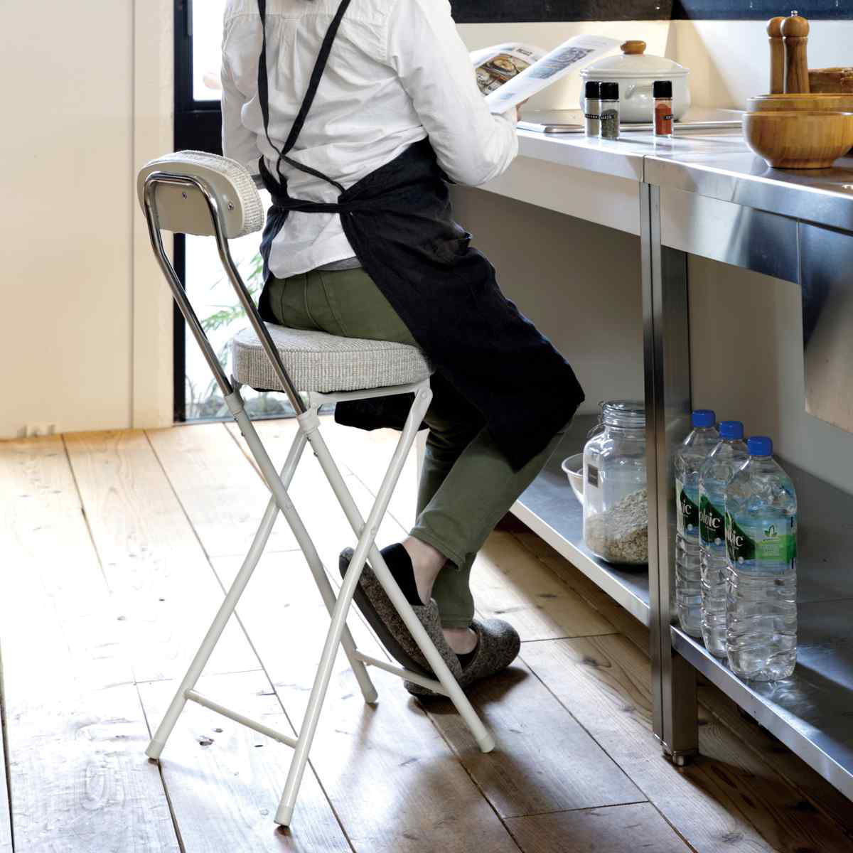 弘益 カウンターチェア 2脚セット 高さ約60cm 背もたれ付き