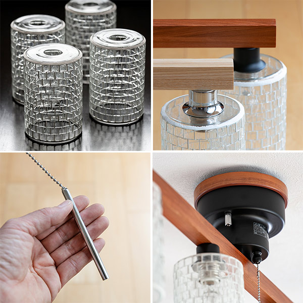 キシマ（KISHIMA） シーリングライト 照明 バータイプ 木アーム 4灯