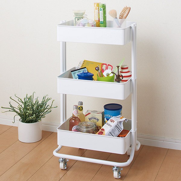 ラック ワゴン 3段 ローリングカート キッチンワゴン スチール製