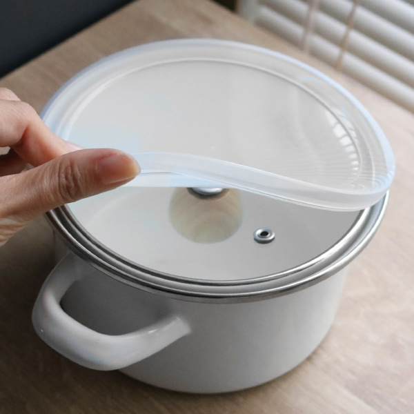 パール金属 両手鍋 15cm ホーロー ガラス蓋付き シリコン保存蓋付き