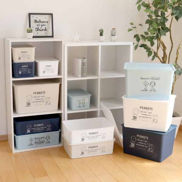 収納ボックス 幅38×奥行27×高さ24cm スヌーピー コレクトBOX L フタ