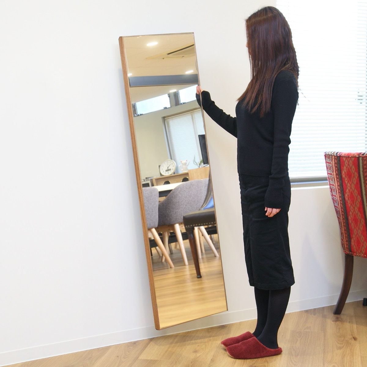 割れない鏡 リフェクスミラー 木製フレーム the lake by REFEX 姿見 40