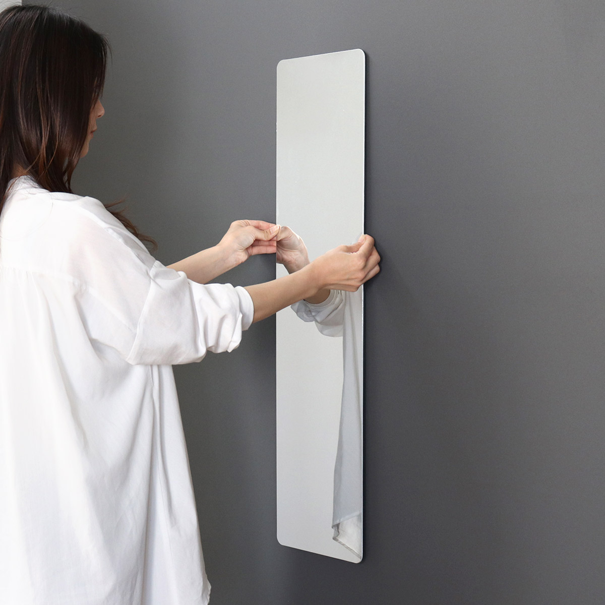 割れない鏡 セーフティミラー スリム 横21×縦87cm （ 鏡 壁掛け かがみ