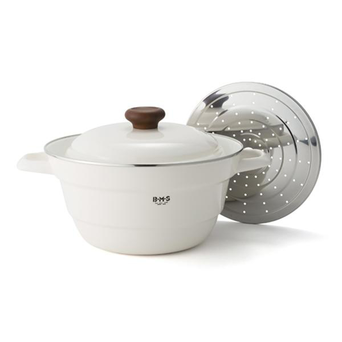 富士ホーロー　両手鍋　IH対応　白　27cm 富士ホーロー 鍋 IH対応 27cm Honey Ware オールインワン スノコ付