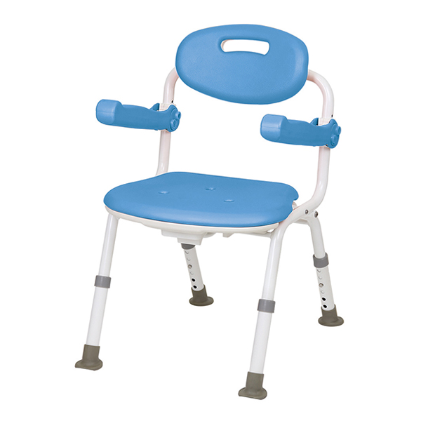 シャワーチェア 背付 肘かけ付 防カビ 折りたたみ 6段階 高さ調整