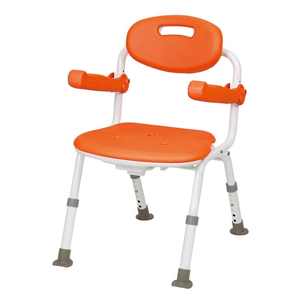 シャワーチェア 背付 肘かけ付 防カビ 折りたたみ 6段階 高さ調整