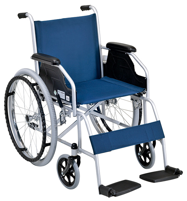 自走用車椅子　ブルー 車いす 自走式 背固定タイプ 座面幅45cm テイコブ 非課税 （ 車椅子 車