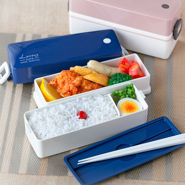 アスベル（ASVEL） 弁当箱 600ml 2段 箸付 2点ロック スリム C