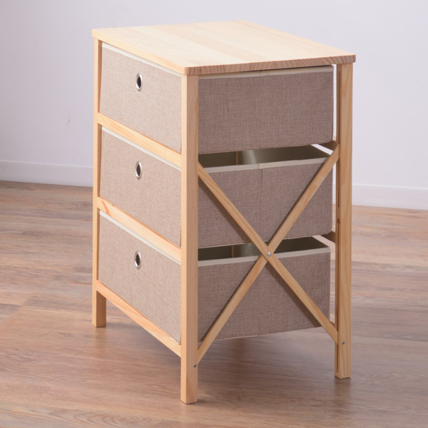 東谷 チェスト 3段 かんたん組立てチェスト 木製フレーム 幅48cm